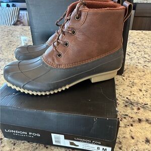 London Fog women’s Brown and Gray Rain Boots